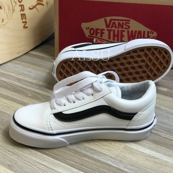 VANS Old Skool Classic Tumble Leather White Kid’s - Picture 4 of 8